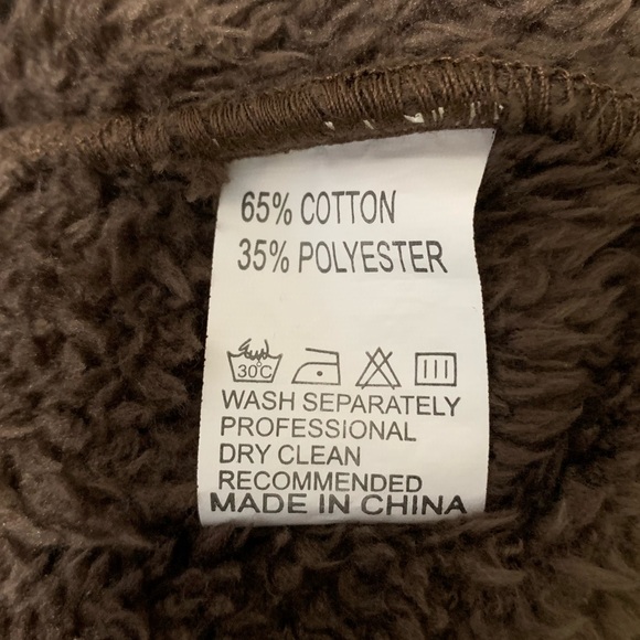 Women’s brown fuzzy long sleeve hoodie pullover with pockets and 14cm zip - Picture 5 of 5